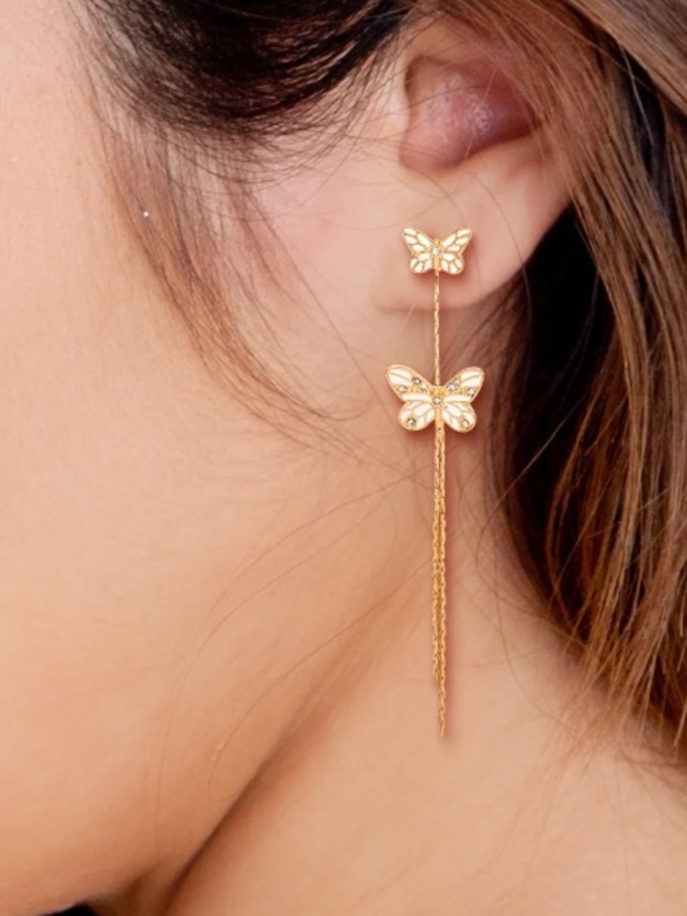 Jessica Simpson Women's Butterfly Drop Earrings, Goldtone *NEW*